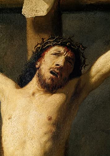 VsoxA Famoso Nordico Tela Pittura Quadri su Tela Decorativi Cristo en la cruz, detalle de la cabeza de Rembrandt Van Rijn per la Decorazione Domestica dell'ufficio 60x90cm
