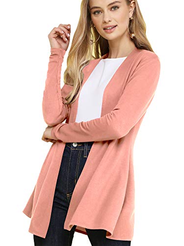 Ll Wsk2294 Women's Casual Soft Drape Open Front Fall Duster Lightweight Long Sleeve Cardigan S Indian_Pink #TOP9