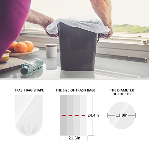 Image of 5 Gallon 330 Counts Strong Trash Bags Garbage Bags by Teivio, Bathroom Trash Can Bin Liners, Plastic Bags for home office kitchen, Clear