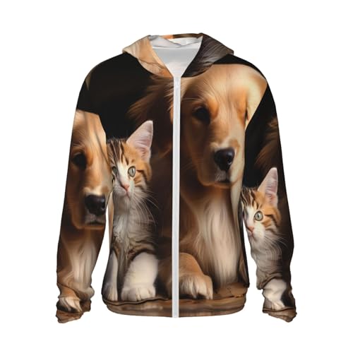 UPF 50+ Sun Protection Hoodie Long Sleeve Dog and cat Sun Shirt Rash Guard Fishing Shirts for Men