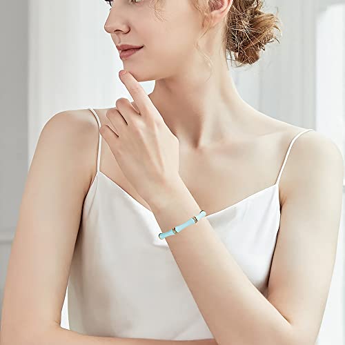 Sajidos Bamboo Tube Bangle Bracelets For Women Stacking Chunky Colorful Acrylic Beads Stretch Bracelets Friendship Summer Beach Bracelet Jewelry (K-Style2 Light Blue Tube) #TOP4