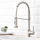Qomolangma Kitchen Faucet Lead Free High Arc Spring Kitchen Sink Faucet with Pull Down Sprayer,...
