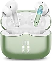Wireless Earbuds, 2026 Bluetooth 5.4 Headphones in Ear with 4 ENC Noise Cancelling Mic, Wireless Earphones with HiFi Stereo, 40H Playtime, LED Display, Bluetooth Earbuds IP7 Waterproof, USB-C, Green
