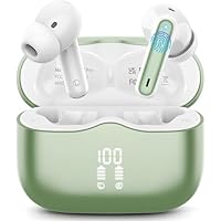 Ecouteurs bluetooth sans fil, Écouteurs Bluetooth 5.4 avec 40H HiFI Son Stéréo, Casque Bluetooth avec 4 Appel Réduction Antibruit Mic, IP7 Étanche, Contrôle Tactile, Oreillette pour Android iOS Verte