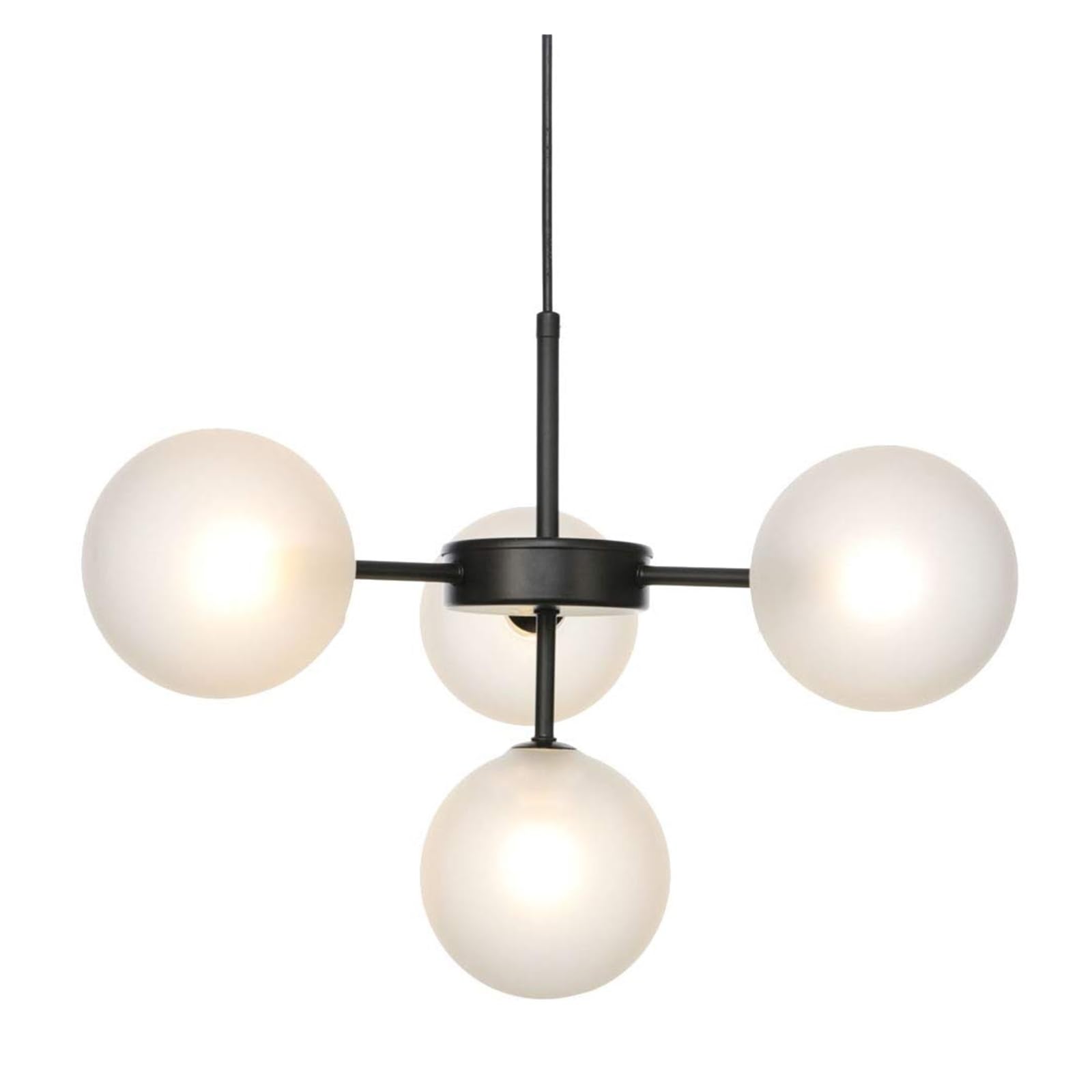 LYMSXAZOU Chandelier Glass Globe Chandeliers-Modern Kitchen Island Ceiling Light Fixture Bedroom Study Hanging Lighting Device (Color : Black)