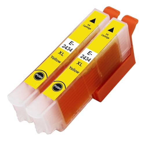 Image of Go Inks Compatible 24XL Yellow Ink Cartridge – 2 Pack XL Multipack replaces T2434 for Epson Expression XP-55, XP-65, XP-750, XP-760, XP-850, XP-860, XP-950, XP-960, XP-970-12ml