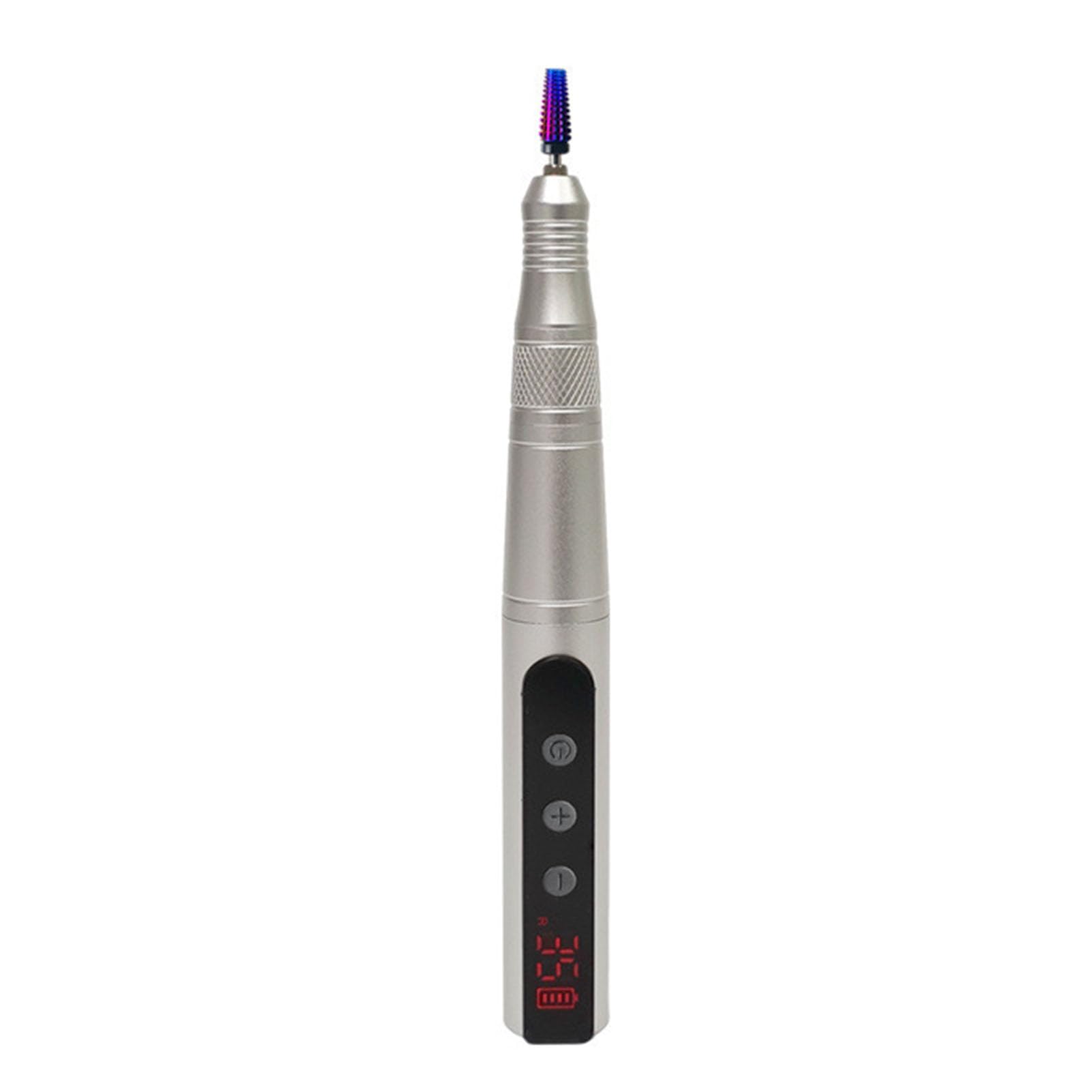 FILFEEL Kabellose Elektrische Nagelfraese, Wiederaufladbarer Nagelbohrer 35000 RPM mit Einstellbarer Geschwindigkeit, Tragbarer Nagelschleifer mit Aluminiumgehaeuse for Manikuere Pedikuere (SILVER)