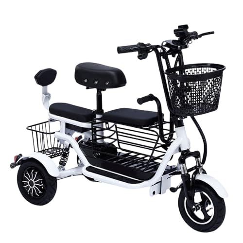 XSDAJSD Patinete de Movilidad Ligero y Plegable de 3 Ruedas, Patinete Deportivo, Patinete Plegable, fácil de Plegar, con Cargador y Cesta, Disponible para Recoger y Dejar niños, Blanco, 60 km