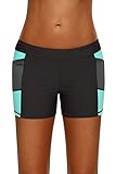 ❤Este Swim Shorts presenta la hoja de Lotus y el estilo Boyleg. Con cinturilla ancha y cordón ajustable, fácil de usar.