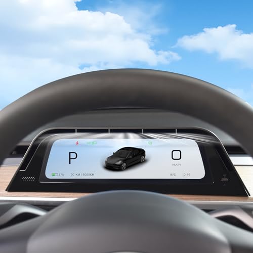 Heads Up Display with Air Vent for Tesla Model Y (2019-2024) & Model 3 (2017-2023) - 9.66" Wireless CarPlay Android Auto, Blind Spot, Rainbow Road, Battery/Dashboard Data Sync