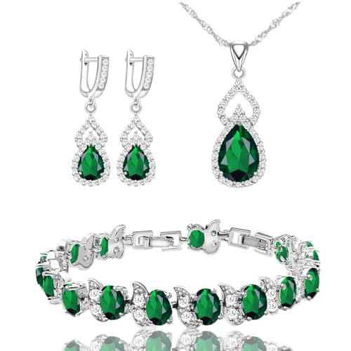 Lmxxvj Created Green Emerald Jewelry Set For Women cover