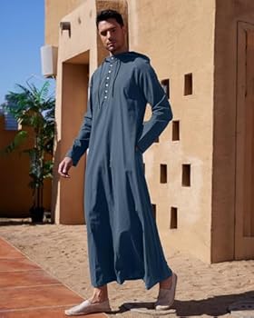 Generisch Thobe Abaya Kaftan voor heren, lange mouwen, islamitische
