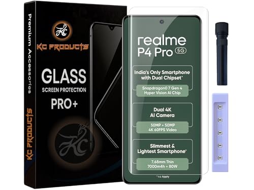 Image of UV Tempered Glass Screen Protector Compatible For Realme P4 Pro 5G with Easy Self Installation Kit