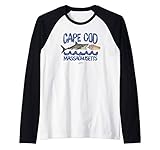 JCombs: Cape Cod, MA, Great White Shark and Ice Cream Cone Raglan Baseball Tee