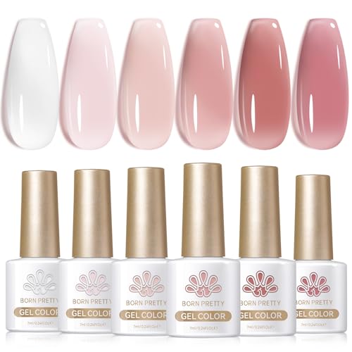 Born Pretty Jelly Gel Nail Polish Milky White Nude Pink Sheer Translucent