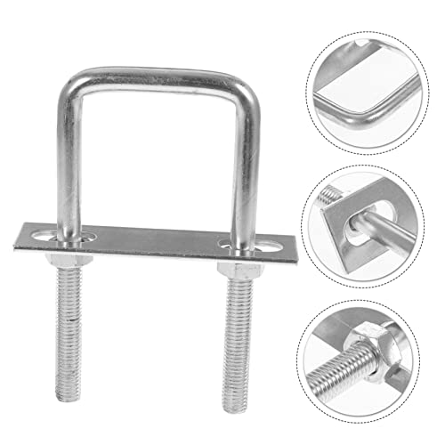 Image of Galvanized Square U-Bolt Clamp 5.90 Inch U Shape Steel Fastener with Nuts Washers for Secure Mounting on Boat Trailers Columns Pipes