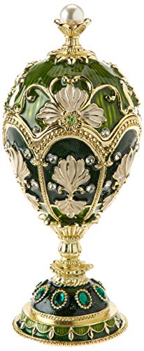 Design Toscano The Petroika Larissa Faberge Style Enameled Egg Collectible, Single, Green, Twin