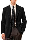 Men's Corduroy Blazer Vintage Business Casual Jacket Spring Fall Sport Coats Wool Blend Suit Jackets Tuxedo Wedding Party Homecoming Black XL