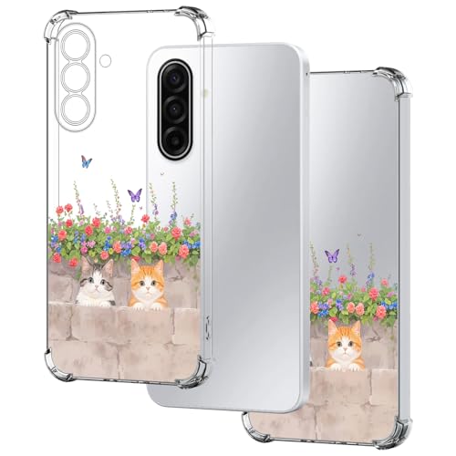 HopMore Carcasa transparente para Samsung Galaxy A17 5G, funda transparente de silicona suave con dibujo estético, fina, suave, ligera, TPU antigolpes antigolpes