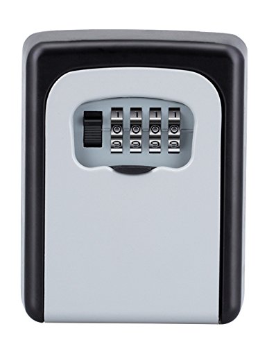 ZHEGE Key Lock Box, Combination Lock Box with Code for House Spare Keys, Home, School, Office Wall Safe, 5 Key Capacity (Grey)