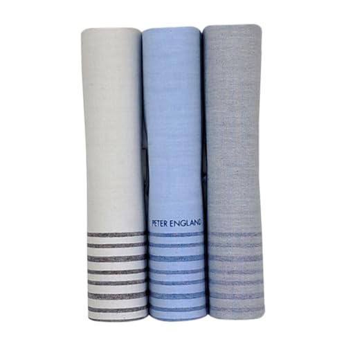 Image of Peter England Men's Cotton Pastel Handkerchief (Multicolour)- Pack of 3