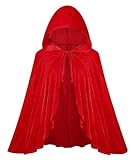 GRAJTCIN Little Red Riding Hood Cape Costume for Women Pure Red L