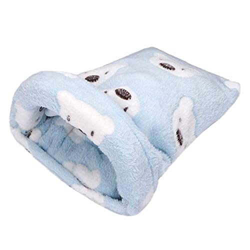 Yban Lit de Hamster Nid d'hiver Coton Hamster Nain Souris Mignon Lit Chaud de Hamster pour Animaux Nid de Canapé Mini Lit Moelleux pour Hamster Cobaye Hérisson Écureuil (Bleu, 15 * 21 * 12cm) Cover