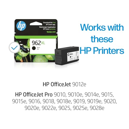 hp 962xl black high-yield ink cartridge for hp printers  works with printer series officejet 9010 pro 9010 9020  eligible for instant ink  3ja03an