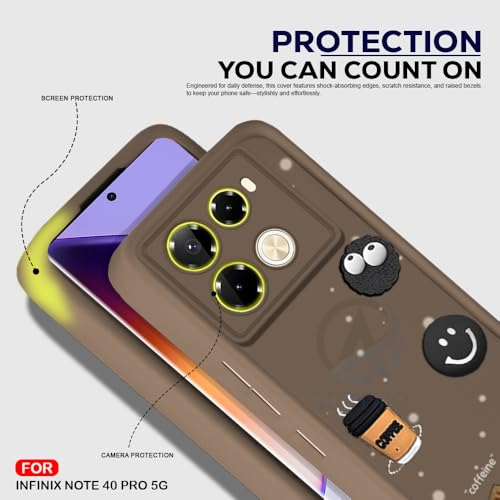 Image of AESTMO Back Case Cover for Infinix Note 40 Pro 5G | Cute Fun Cartoon 3D Ball | Coffee Silicone Case | Full Body Protection | Camera Protection Back Cover for Infinix Note 40 Pro 5G (Brown)