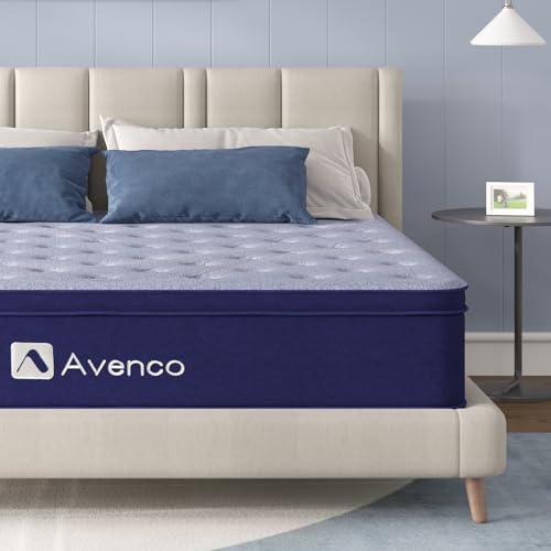 Image of Avenco Queen Size Mattress, Queen Mattress in a Box, 10 Inch Hybrid Mattress Queen, Medium Firm, Pocket Innerspring for Pressure Relief & Motion Isolation, CertiPUR-US Certified
