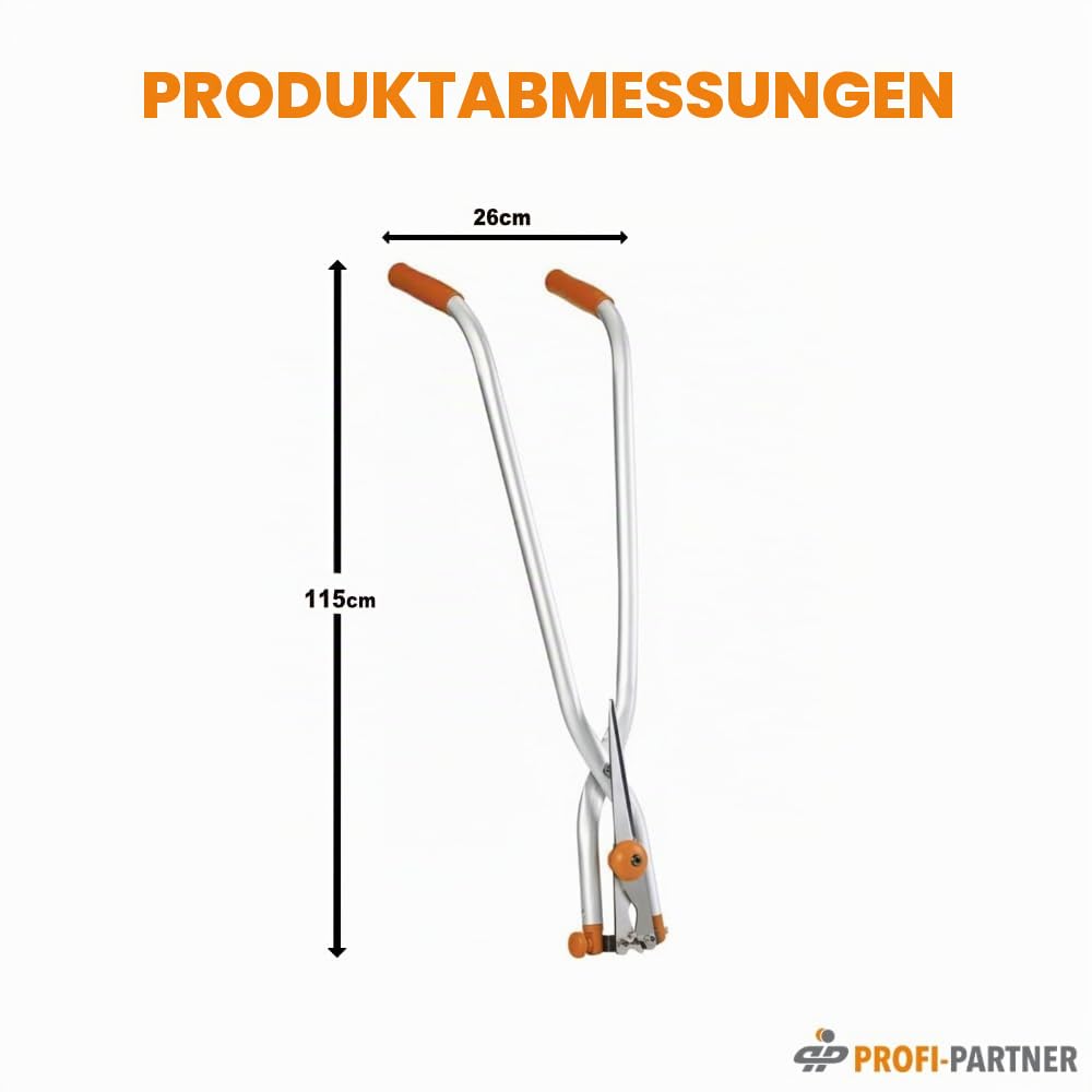 Multiwinkel-Heckenschere 90 cm, 180° Kopf, ultraleicht | Gartenschere, Astschere, Rasenschere, für hohe Hecken & bodennahe Pflanzen, kraftsparend