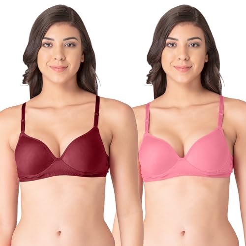 Image of Komli - Heavily Padded Push-Up Bra - Cotton Rich - Balconette - 3 /4th Coverage, Seamless, Wireless, Multiway Straps - T-Shirt Bra