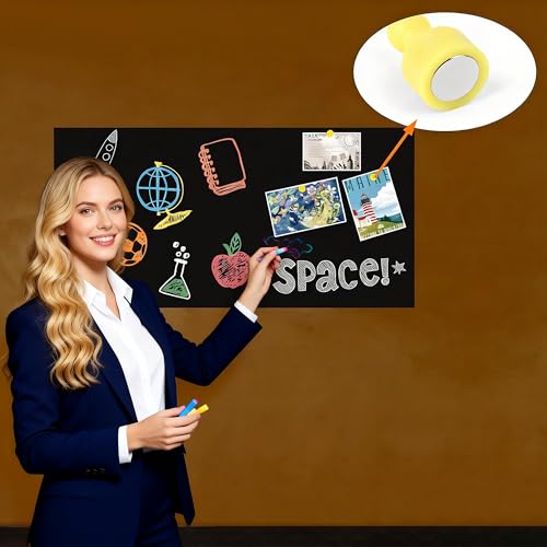 Ukaeno Magnetische Selbstklebende Tafelfolie - 40 x 80cm, Inkl. Magnetfolie, 6 staublose Kreide, 4 Magneten