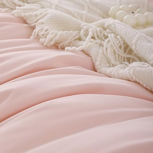 Image of ROSGONIA Oversized Queen Comforter Blush, 3pcs (1 Comforter & 2 Pillowcases) Lightweight Oversized Queen Comforter Sets Bedding Blanket Quilts