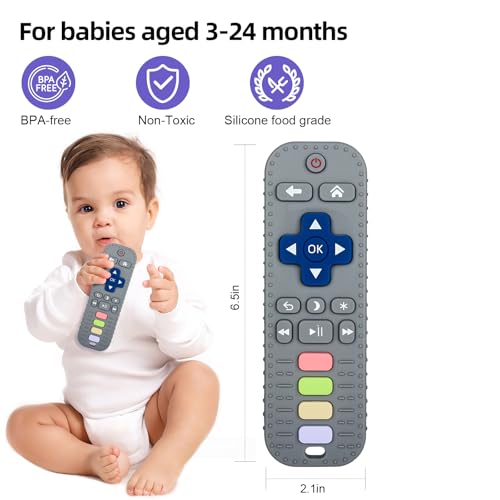 Image of Chuya TV Remote Teether for 3-12-18 Months Babies Infant Toddlers Remote Teethers Silicone Baby Teething Toys