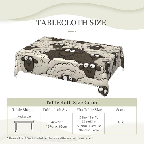 Nappe rectangulaire imperméable style rustique chic motif moutons de qualité supérieure