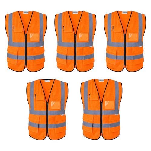 Image of uniformer Premium Safety Jacket for Men and Women | Reflective High Visibility | Ideal Unisex Safety Jacket for Civil Engineer | Used in Airport, Construction, Traffic