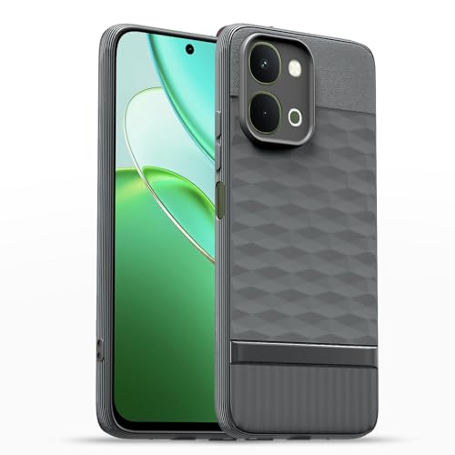 Image of Pikkme Back Cover for Vivo T5x / Vivo Y51 Pro /iQOO Z11x 5G Camera Protection 3D Hexa Cube Design Silicone Protective Bumper Case (Grey)
