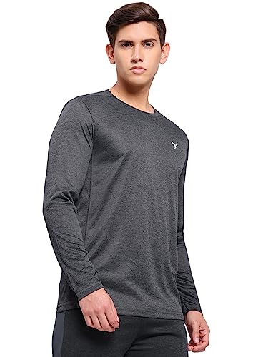 Image of TECHNOSPORT Men's Slim Fit Full Sleeve Round Neck T-Shirt, Double Cool Quick Dry Moisture Wicking Stretchable Sports Gym and Casual Wear