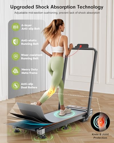 Image of Foldable Treadmill with 12% Incline Upgrade 3.5HP Low Noise Walking Pad Treadmill with Handle Bar 4 in 1 Portable Under Desk Treadmills for Home /Office, 350Lbs Capacity, APP & Remote Control