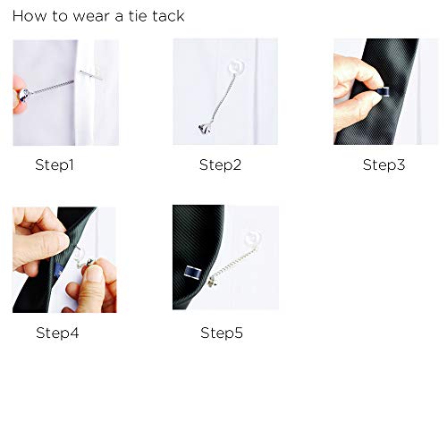 HONEY BEAR Tie Tack with Chain - Stainless Steel for Men Necktie Accessory Business Wedding Gift4