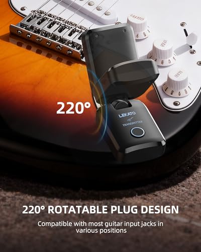 Image of LEKATO Wireless Guitar System with Charging Case, 2.4 GHz Rechargeable Audio Wireless Guitar Transmitter Receiver, High Fidelity Sound for Guitar, Bass, and Keyboard