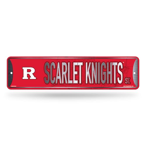Rico Industries NCAA Rutgers Scarlet Knights Metal Street Sign 4" x 15" Home Décor - Bedroom - Office - Man Cave