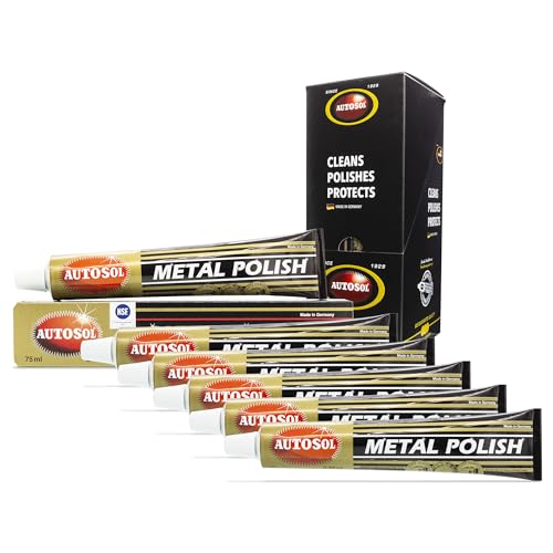 Autosol Pulidor de Metales 6-Pack - 75 ml cada uno | Acabado de Cromo Brillante | Pulidor de Metales para Cromo, Aluminio e Inoxidable | Elimina Óxido y Deslustre | Ideal para Autos, Motos y Hogar