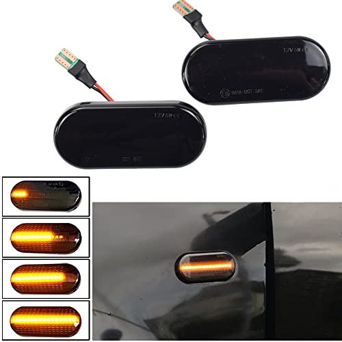 LEDFEWAG 2 piezas LED Luces Intermitentes Dinamicos Laterales Ahumados Coche Compatible Para Seat Ibiza 6l Córdoba Toledo León compatible para ford C-Max Fiesta Focus MK2 Fusion Galaxy