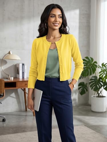 Image of LETDIOSTO Cropped Cardigan Bolero Shrug for Women, Button Down Long Sleeve Knit Sweater for Dresses,for Jeans, XS to XL
