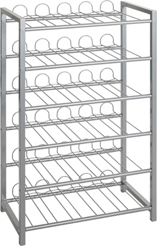 HAKU Casier à Bouteilles 30 Bouteilles Casier à Bouteilles en métal, Couleur Aluminium - Dimensions : L 54 x H 90 x P 31 cm, Style : Moderne