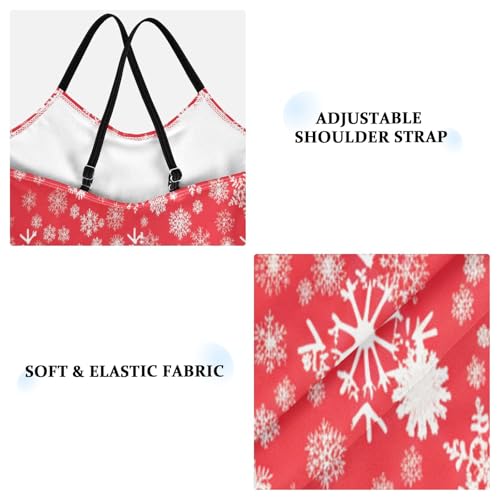 Girls Swimming Suits 3-10 Y Beach Swimsuit, White Snowflakes Red3