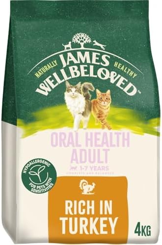 James Wellbeloved Hypoallergenic Dry Cat Food for Adult Cats Oralcare Turkey 4 kg