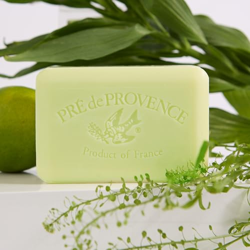 Image of Pre de Provence Artisanal Soap Bar, Enriched with Organic Shea Butter, Natural French Skincare, Quad Milled for Rich Smooth Lather, 8.8 Ounce, Linden